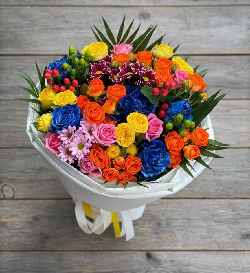 Букет цветов из: Розы и Хризантемы в Шушенском