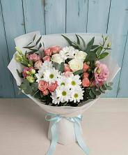 Букет цветов из:  Розы, Лизиантусы и Хризантемы в Шушенском