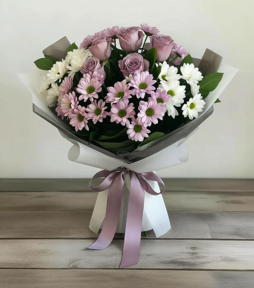 Букет цветов из: Хризантемы и Розы в Шушенском