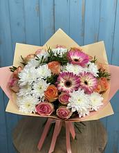 Букет цветов из:  Розы, Герберы и Хризантемы #REPLACE_PRED# Шушенском