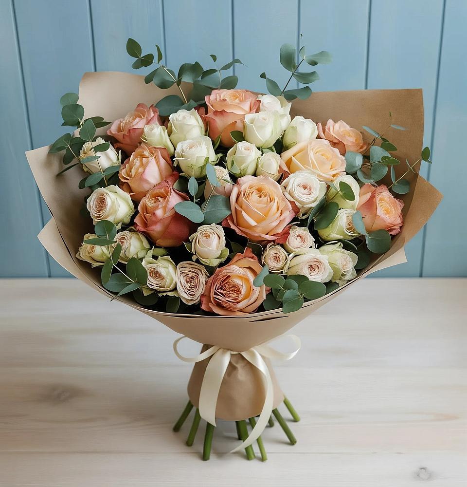 Букет цветов из: Альстромерии и Розы в Шушенском