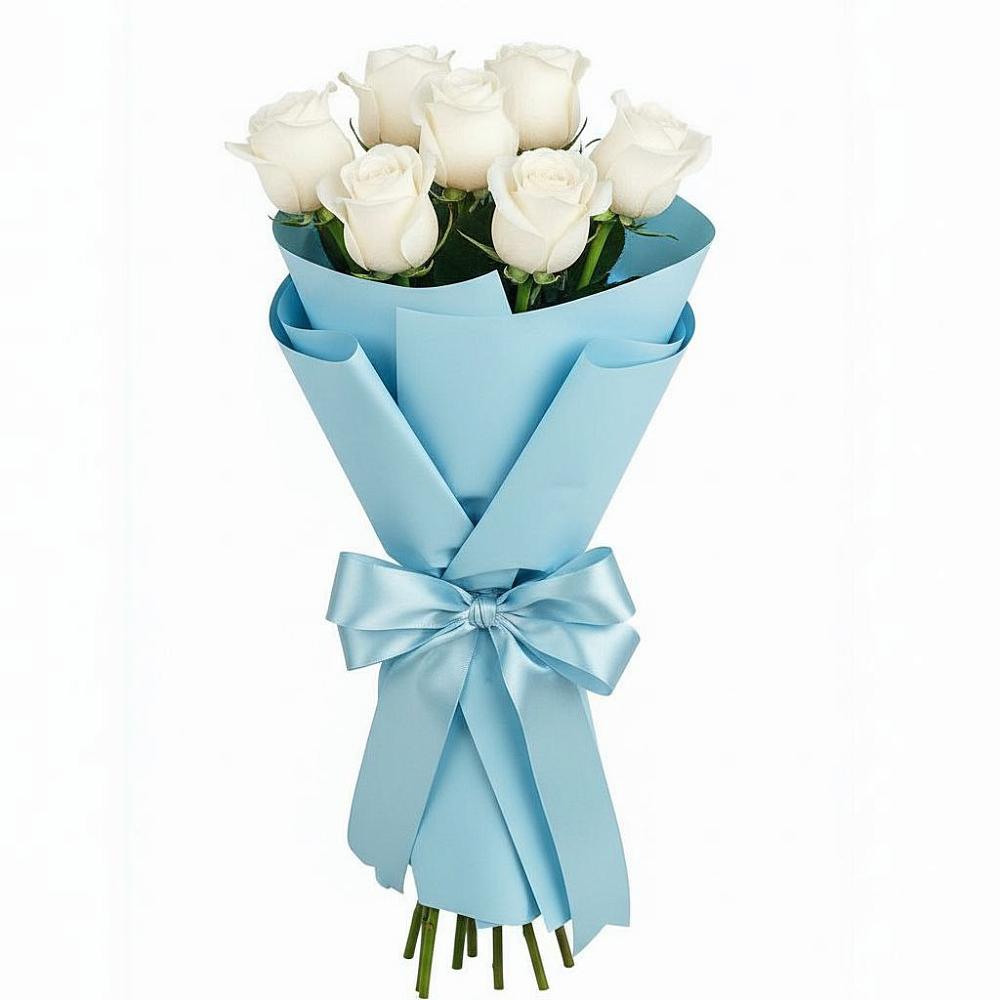 Букет 7 белых роз Проуд в Шушенском