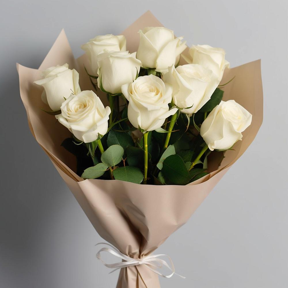 Букет 9 Белых роз Эдлесс Лав в Шушенском