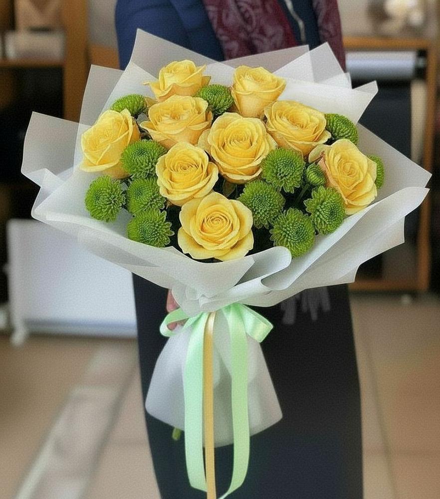 Букет цветов из: Хризантемы и Розы в Шушенском