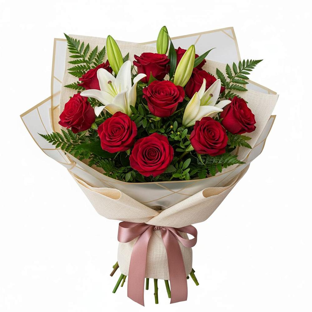 Букет цветов из: Лилии и Розы в Шушенском