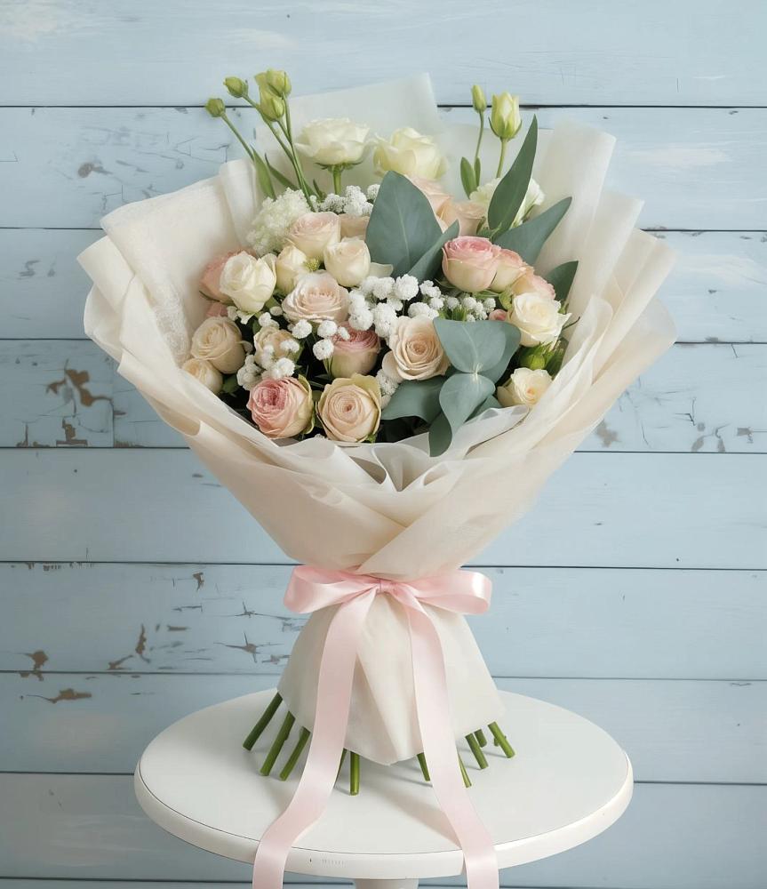 Букет цветов из: Розы и Лизиантусы в Шушенском