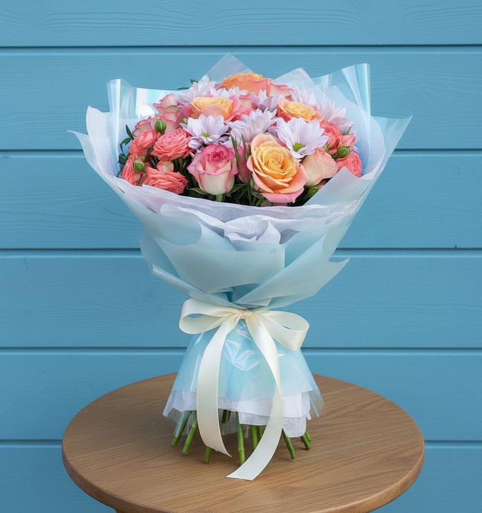 Букет цветов из: Хризантемы и Розы в Шушенском