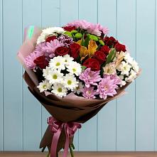 Букет цветов из:  Розы, Хризантемы и Альстромерии в Шушенском