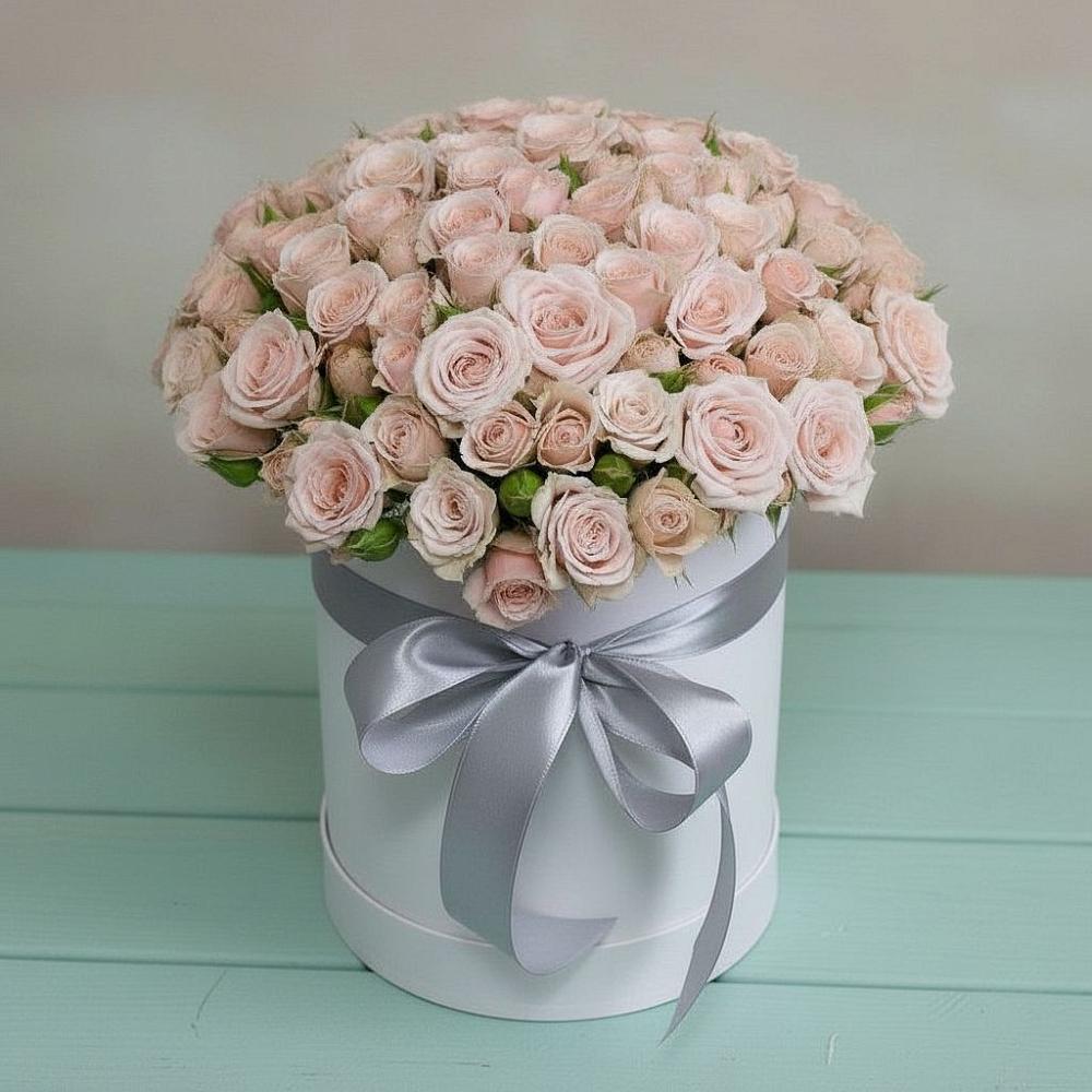 Цветочная композиция из Розы в шляпной коробке в Шушенском