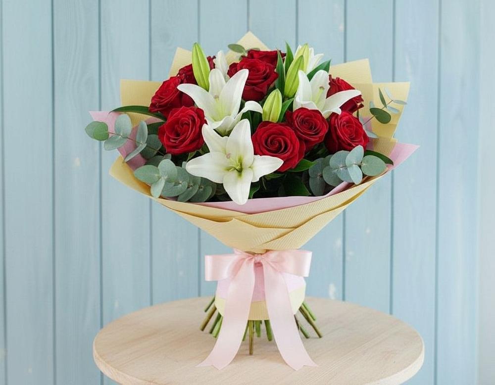 Букет цветов из: Лилии и Розы в Шушенском